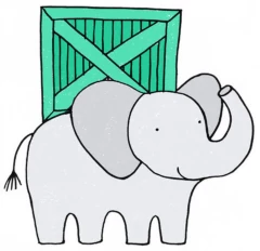 Elephant with a crate
